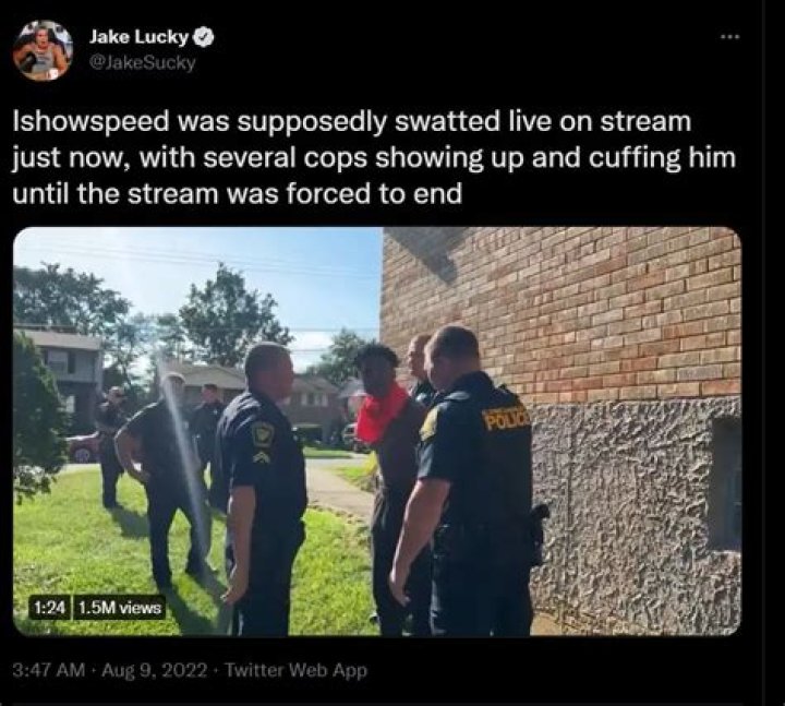 IShowSpeed Swatted and Cuffed during YouTube IRL Stream