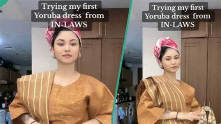 White Lady Wears Aso-Oke, Dances to a Yoruba Song, Netizens Hail Her: "You Need a Yoruba Name"